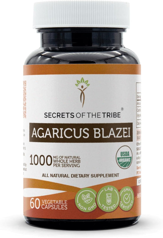 USDA Organic Agaricus Blazei Capsules | Organic Vegetarian Capsules with Agaricus Blazei Mushroom