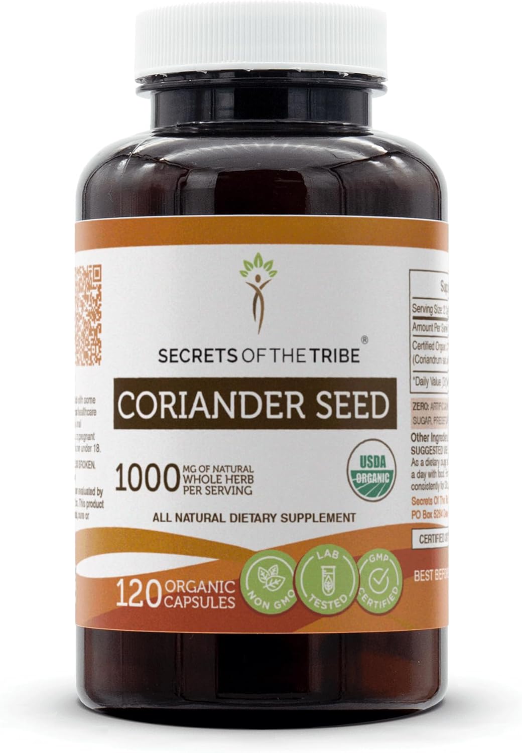 USDA Organic Coriander Seed Capsules by Secrets of the Tribe - 120 Vegetarian Capsules with Certified Organic Dried Coriander Seed