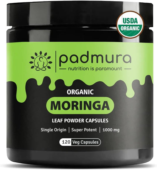 USDA Organic Moringa Leaf Powder Capsules 1000mg - Immune, Lactation & Skin Health Support | Non GMO, Gluten Free, Vegan - 120 Caps - BoostGo Australia