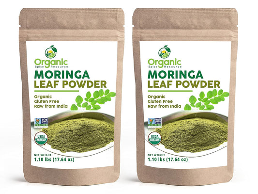 USDA Organic Moringa Powder 35.28 oz - Pack of 2 | Non-GMO, Kosher, Halal | 100% Raw and Natural by OSR