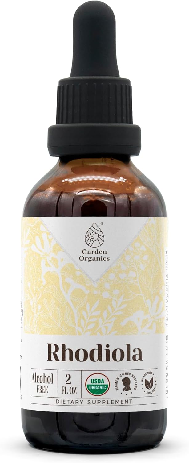 USDA Organic Rhodiola Herbal Drops 2 oz | Alcohol-Free Tincture Made from Certified Organic Rhodiola Rosea Root