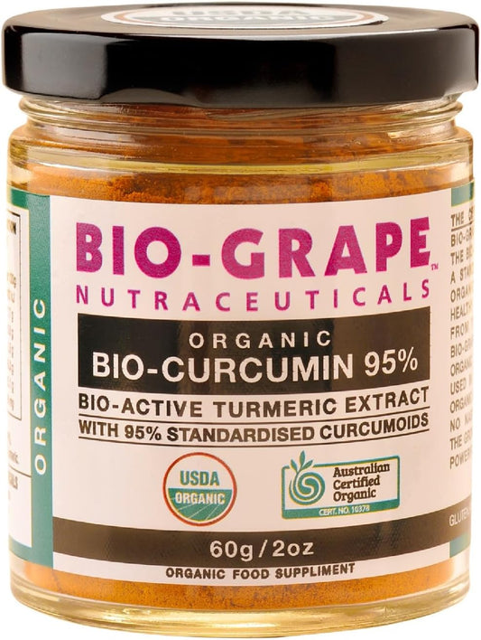 USDA Organic Turmeric Curcumin Extract with BIO-GRAPE Antioxidants - 60g Dose for Joint Support and Immune Boost - High Absorption Supplements