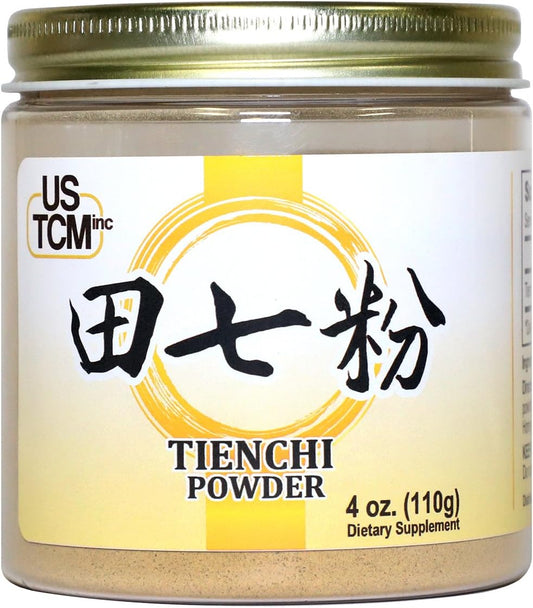 USTCM 100% Pure Tienchi Powder - Notoginseng Sanqi Ginseng Powder 4oz 120mesh - Authentic Pseudoginseng Root Powder