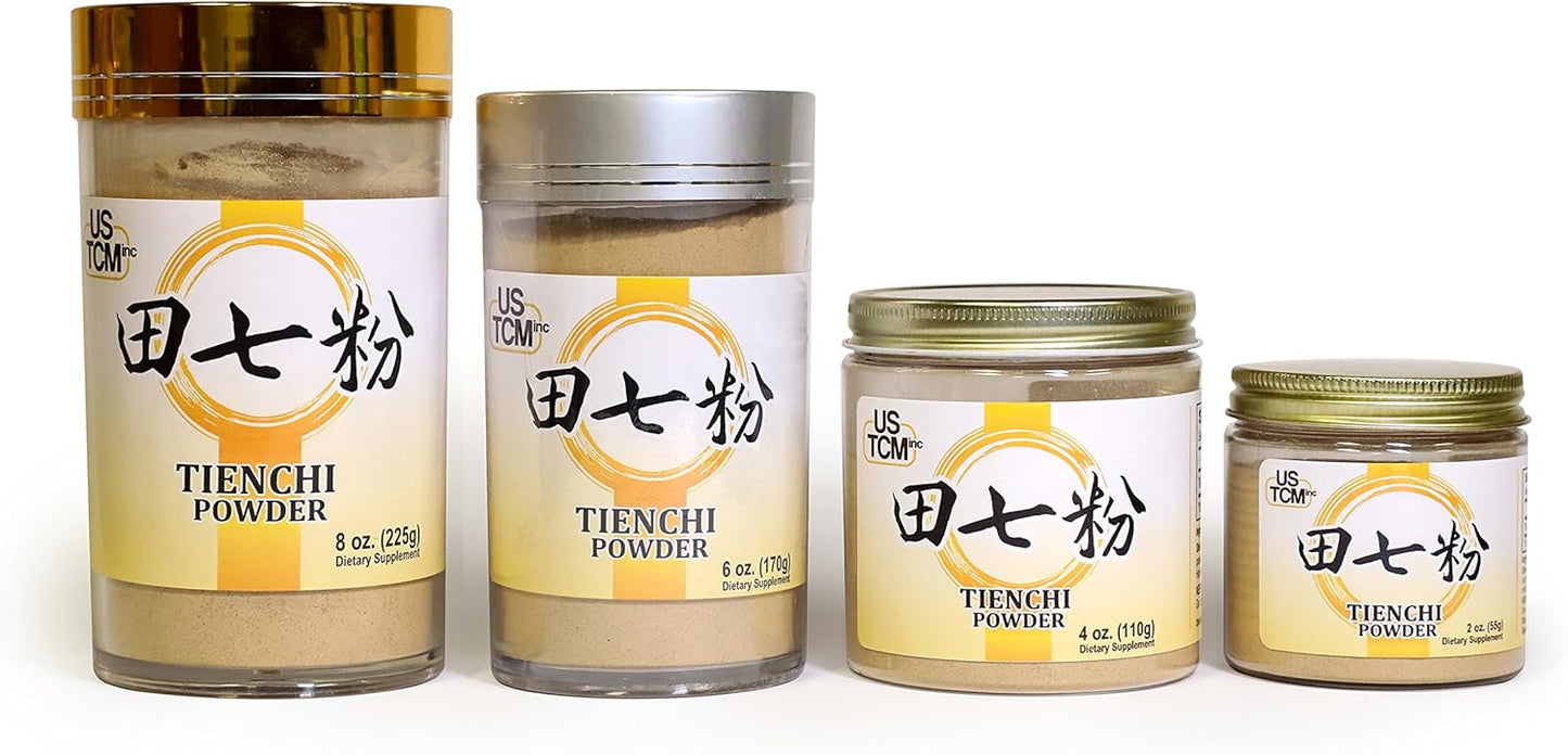 USTCM 100% Pure Tienchi Powder - Notoginseng Sanqi Ginseng Powder 4oz 120mesh - Authentic Pseudoginseng Root Powder