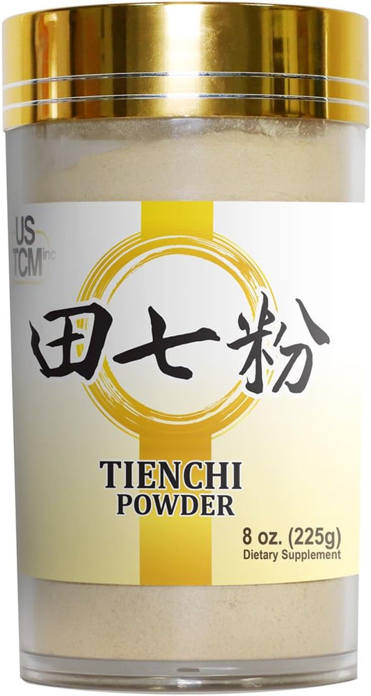 USTCM Tienchi Powder 100% Pure Notoginseng Sanqi Ginseng 田七粉 120mesh (8oz) - High-Quality Pseudoginseng Powder