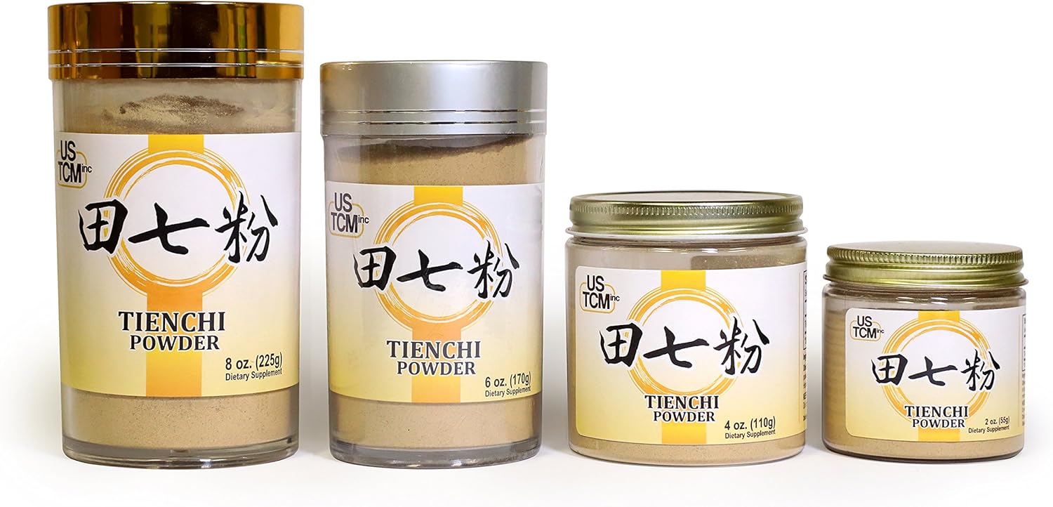 USTCM Tienchi Powder 100% Pure Notoginseng Sanqi Ginseng 田七粉 120mesh (8oz) - High-Quality Pseudoginseng Powder