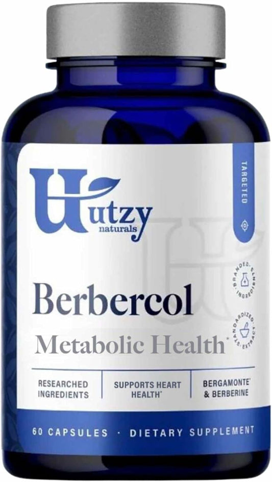 Utzy Naturals Berbercol Capsules - 500mg Citrus Bergamot & Berberine Blend for Heart Health - 60 Count