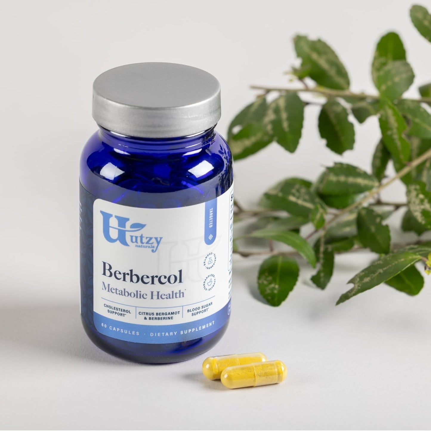 Utzy Naturals Berbercol Capsules - 500mg Citrus Bergamot & Berberine Blend for Heart Health - 60 Count