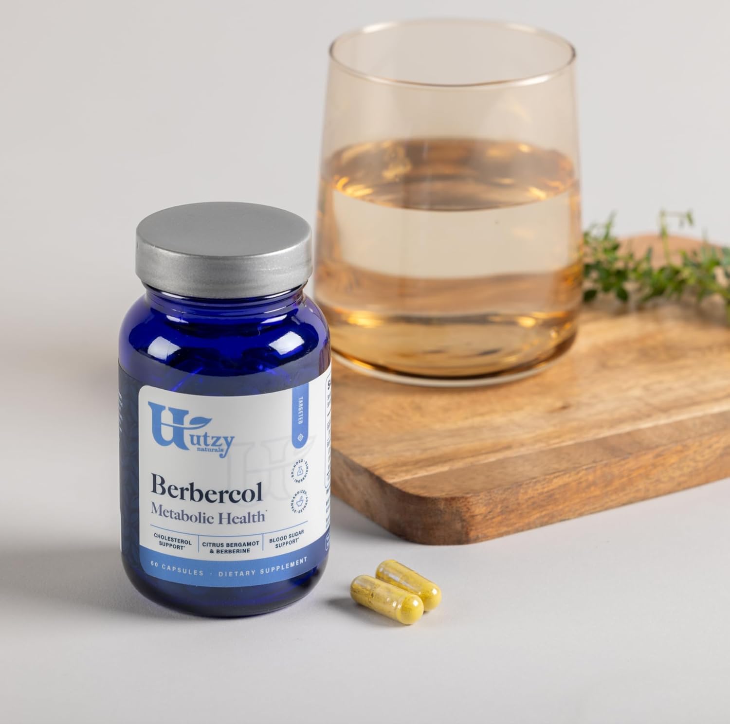 Utzy Naturals Berbercol Capsules - 500mg Citrus Bergamot & Berberine Blend for Heart Health - 60 Count