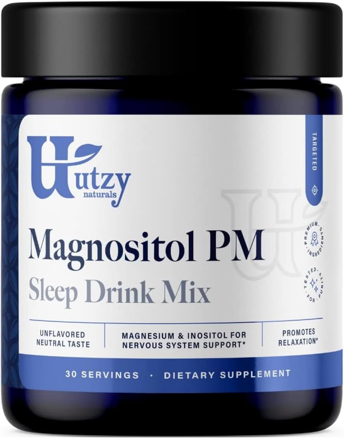 Utzy Naturals Magnositol PM Supplement with Chelated Albion Magnesium Bisglycinate - 30 Servings