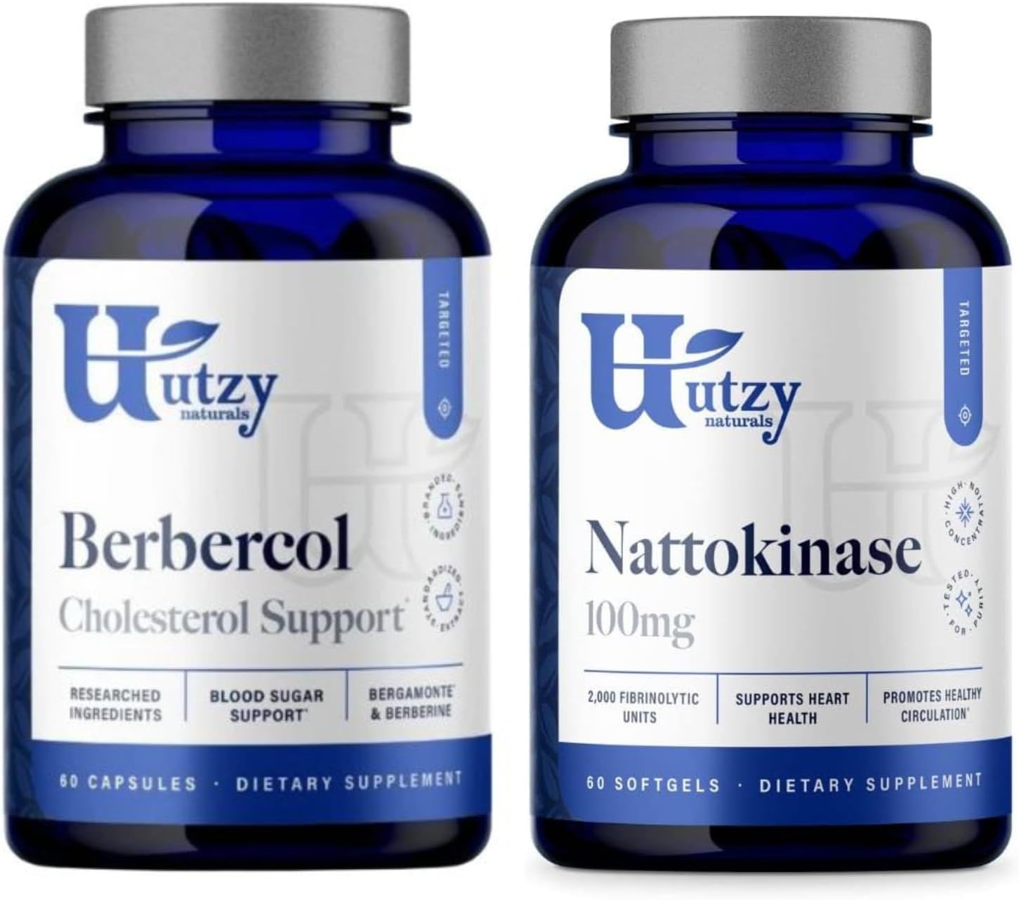 Utzy Naturals Metabolic Support Bundle | Nattokinase 100 mg and Berbecol 500 mg for Enhanced Metabolism