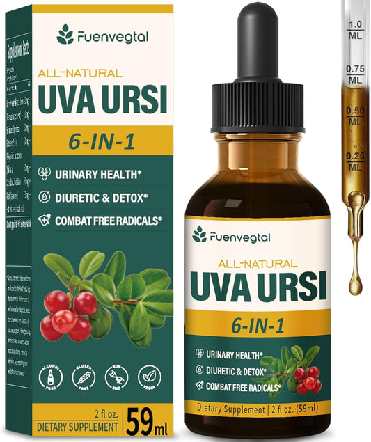 Uva Ursi Bearberry Natural Diuretic Drops for Urinary Health & Kidney Cleanse - Herbal Supplement with Dandelion Root & Cranberry - Alcohol-Free Tincture - 2oz