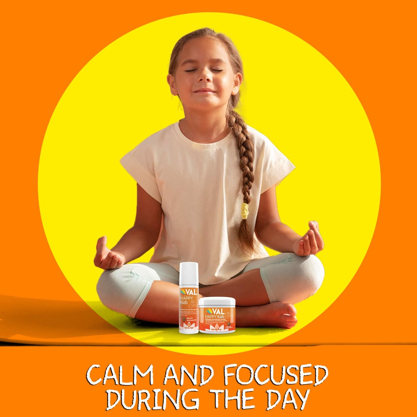 VAL Child Calm and Sleep Bundle with Magnesium Roll-on and Cream for Relaxation and Restful Nights
