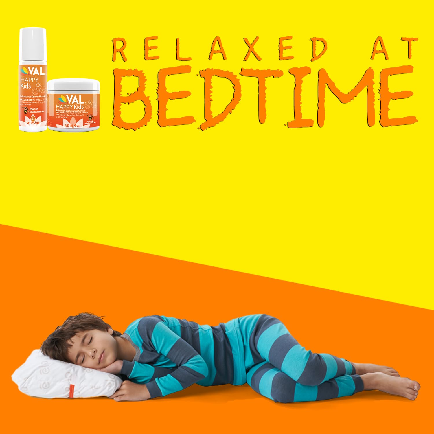 VAL Child Calm and Sleep Bundle with Magnesium Roll-on and Cream for Relaxation and Restful Nights