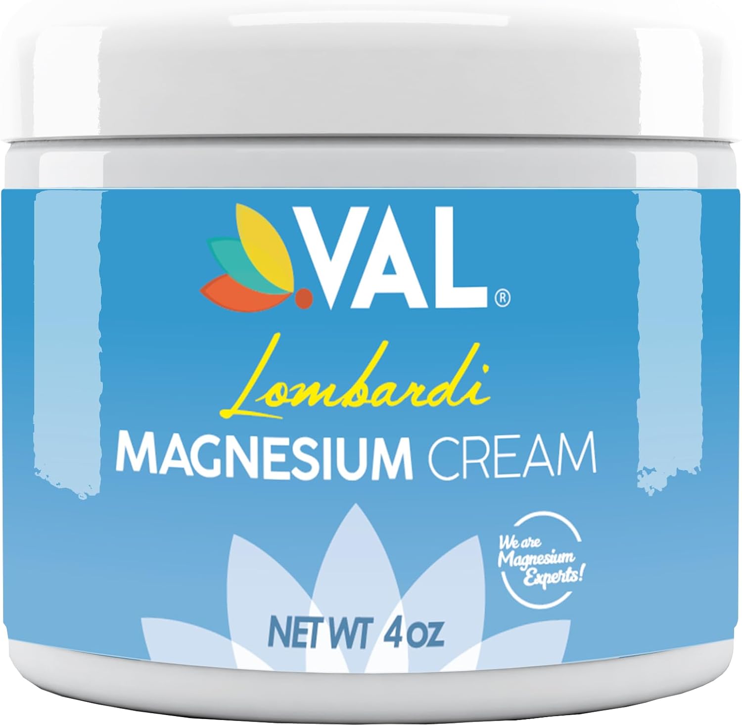 VAL Lombardi Magnesium Lotion | Hydrating Nighttime Cream with Zechstein Magnesium Chloride | Fast-Absorbing Topical Magnesium for Feet, Legs, Arms & Chest | 4oz USA Made