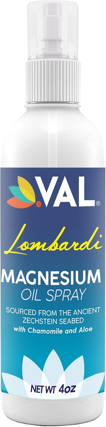 VAL Magnesium Oil Spray with Chamomile and Aloe for Healthy Hair, Skin, and Better Sleep - 4 oz - Made in USA from Ancient Zechstein Seabed