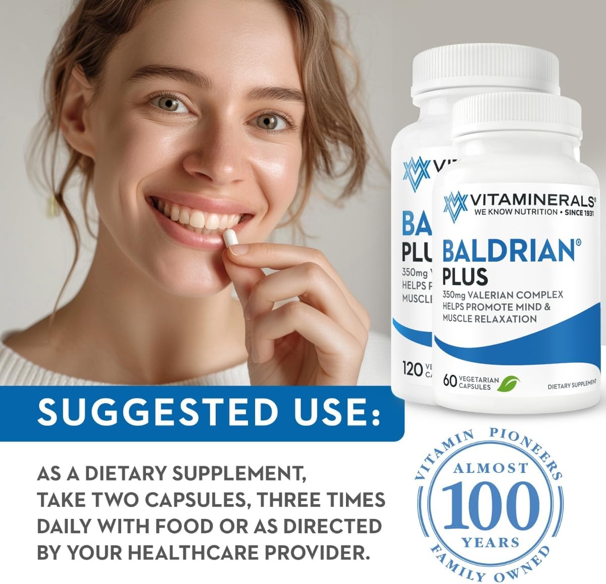 Valerian Extract Supplement for Natural Relaxation Support (120 Capsules)