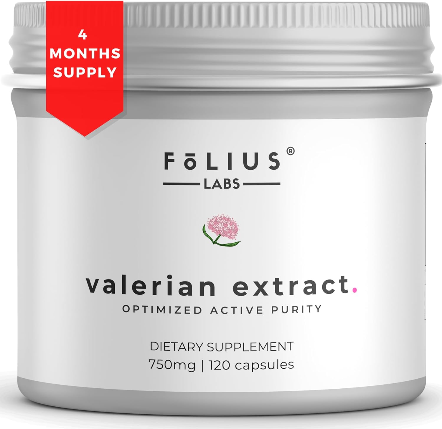Valerian Root Extract Capsules 750mg - 4X Concentration Supplement for Relaxation - Gluten Free, Non-GMO - 120 Capsules by FOLIUS LABS