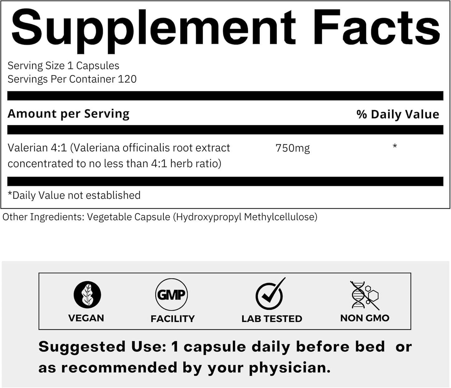 Valerian Root Extract Capsules 750mg - 4X Concentration Supplement for Relaxation - Gluten Free, Non-GMO - 120 Capsules by FOLIUS LABS