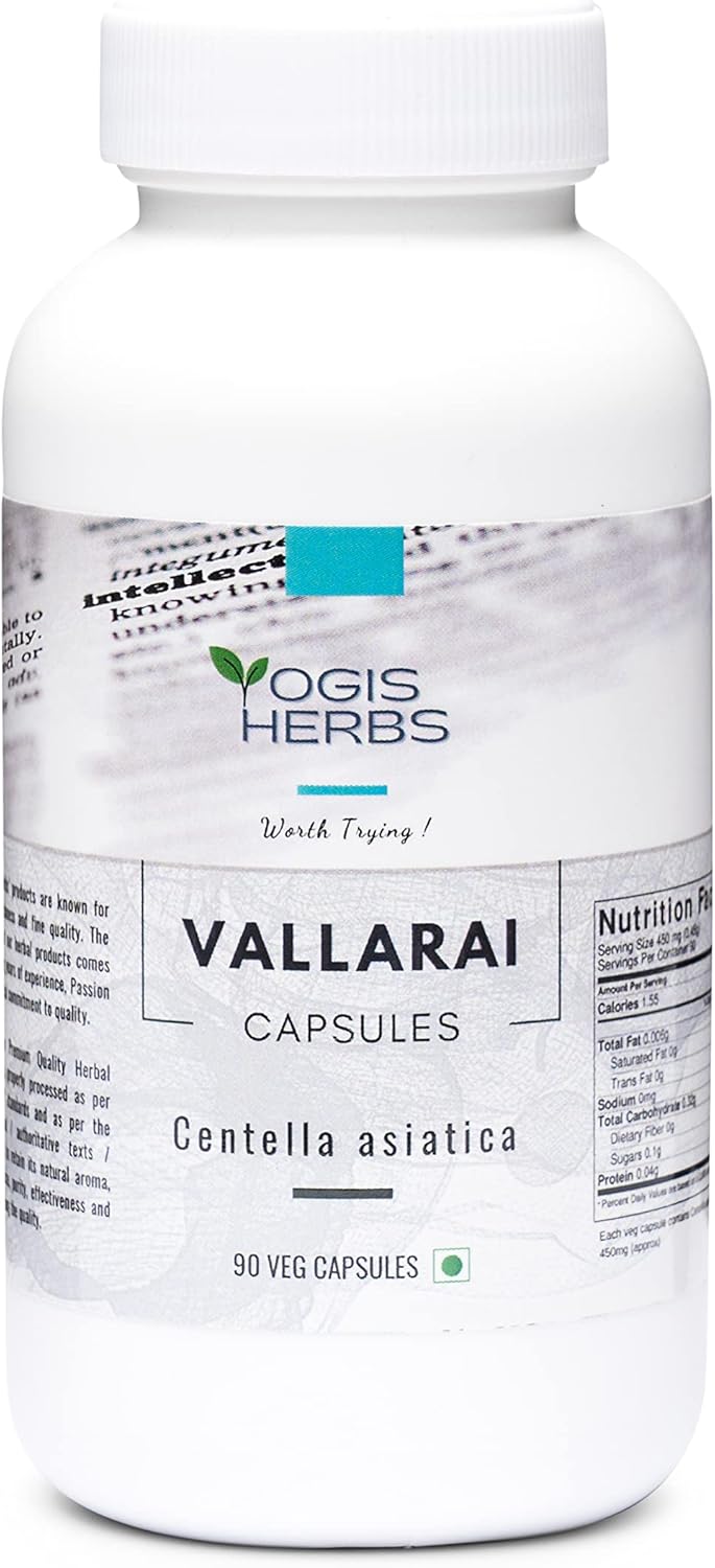 Vallarai Capsules - Herbal Supplement for Cognitive Support - 90 Veg Capsules by YOGIS HERBS