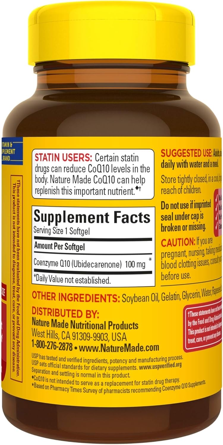 Value Size Pack of 144 Nature Made CoQ10 100 mg Softgels for Heart Health