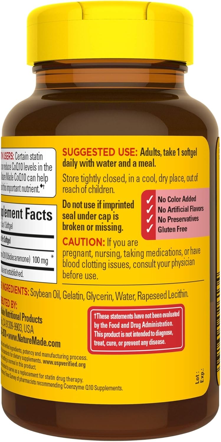 Value Size Pack of 144 Nature Made CoQ10 100 mg Softgels for Heart Health