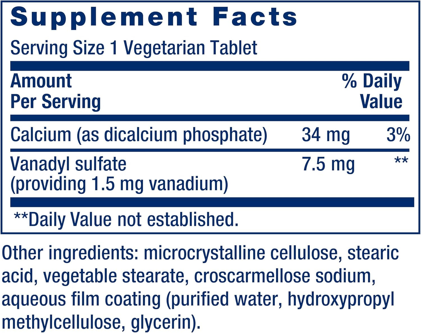 Vanadyl Sulfate Tablets for Healthy Glycemic Balance and Metabolism - 100 Count, Gluten-Free, Non-GMO Vegetarian Formula