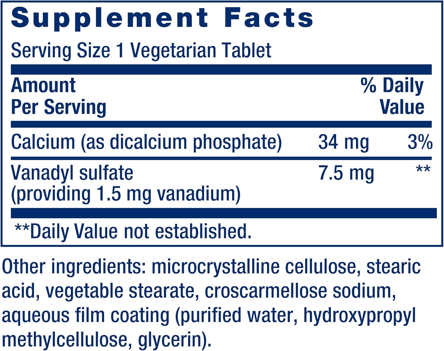 Vanadyl Sulfate Tablets for Healthy Glycemic Balance and Metabolism - 100 Count, Gluten-Free, Non-GMO Vegetarian Formula