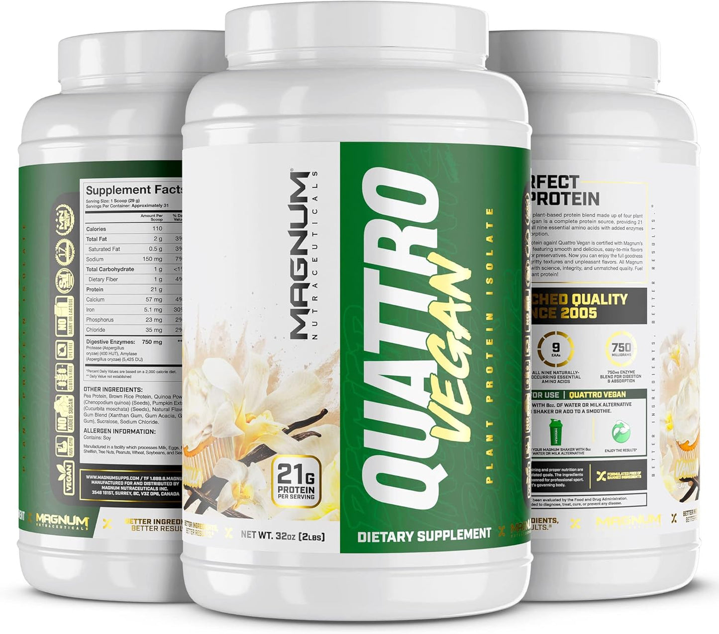 Vanilla 2lb Vegan Protein Powder Isolate for Muscle Growth & Recovery - Premium Plant-Based Formula by Magnum Nutraceuticals