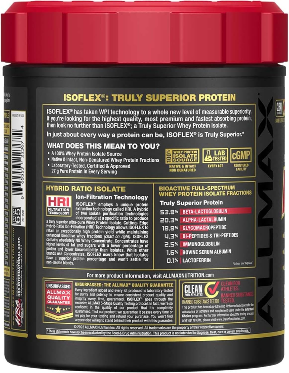Vanilla ALLMAX Nutrition ISOFLEX Whey Protein Isolate - 1 lb - 27g Protein Per Scoop - Zero Fat & Sugar - 99% Lactose Free - Gluten & Soy Free - 15 Servings