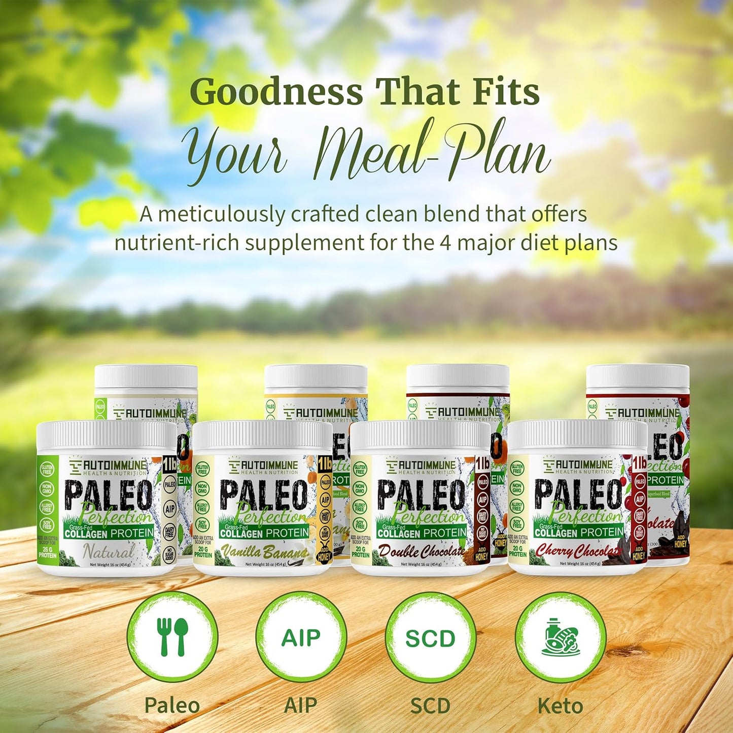 Vanilla Banana Grass-Fed Beef Collagen Protein Powder - Paleo, Keto, SCD, AIP Friendly - 300g Superfood Blend with Apple Fiber