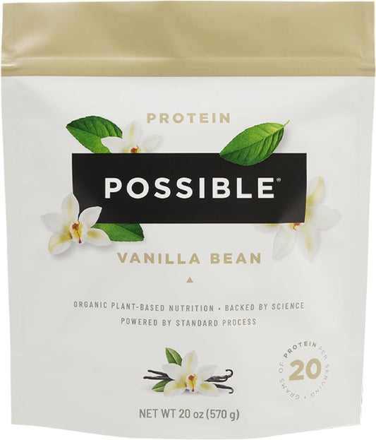 Vanilla Bean Vegan Protein Powder - 20g Plant-Based Protein Mix - Non-GMO, Gluten-Free - 3.5g BCAAs - 9 Essential Amino Acids - 15-Day Supply