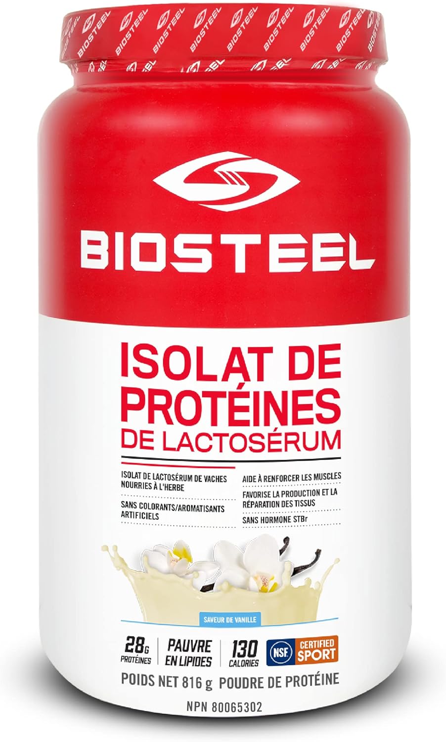 Vanilla BIOSTEEL Whey Isolate Protein Powder - 816g Pack