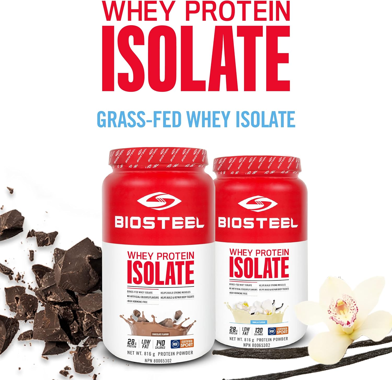 Vanilla BIOSTEEL Whey Isolate Protein Powder - 816g Pack