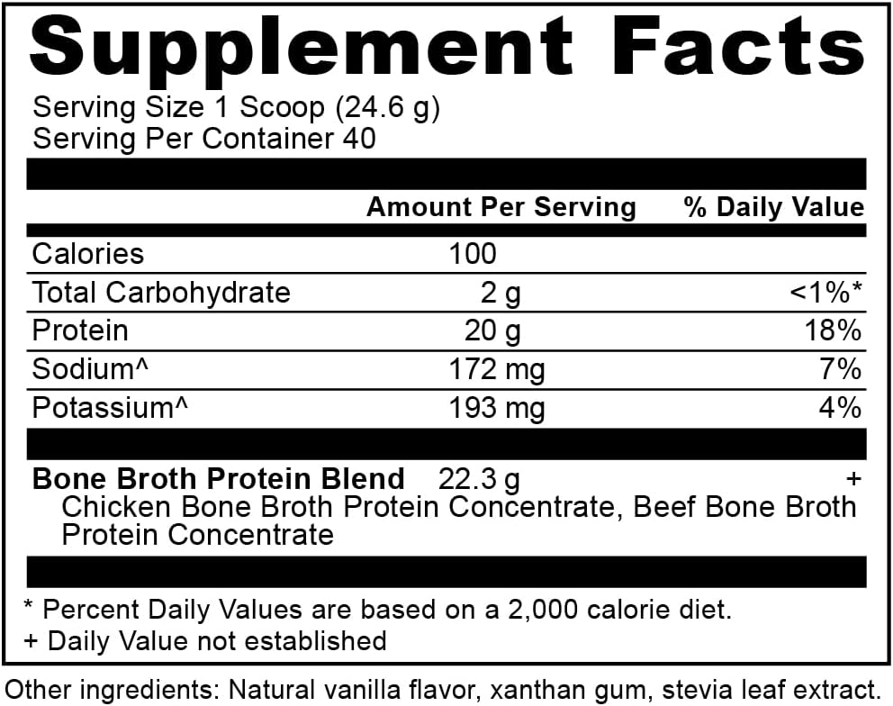 Vanilla Bone Broth Protein Powder: 20g Protein, 40 Servings, Gluten-Free Collagen Peptides for Shakes - BoostGo Australia