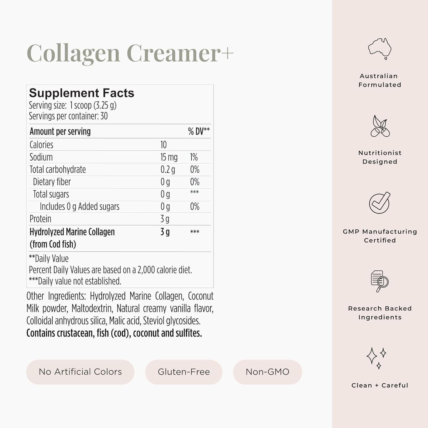 Vanilla Collagen Coffee Creamer with Marine Peptides - Dairy-Free & Healthy - 30 Servings - BoostGo Australia