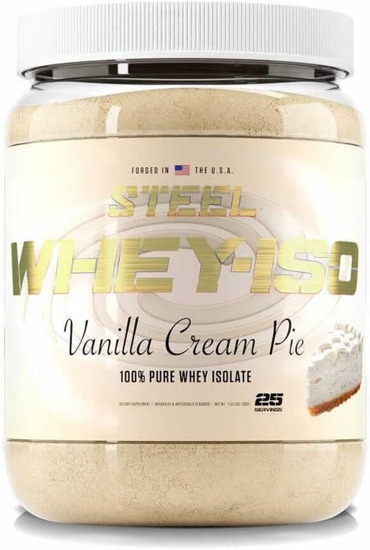 Vanilla Cream Pie Whey Isolate Protein Powder by Steel Supplements | Fast Absorbing for Lean Muscle Growth | Gluten Free & Low Carb | 25 Servings - BoostGo Australia