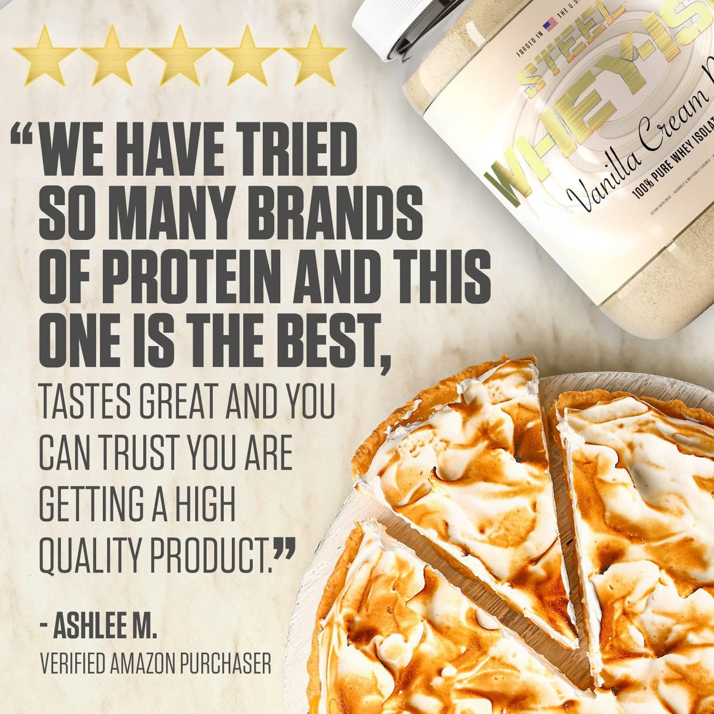 Vanilla Cream Pie Whey Isolate Protein Powder by Steel Supplements | Fast Absorbing for Lean Muscle Growth | Gluten Free & Low Carb | 25 Servings - BoostGo Australia