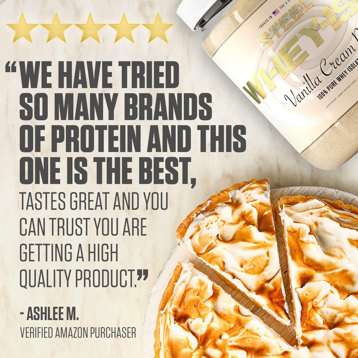 Vanilla Cream Pie Whey Isolate Protein Powder by Steel Supplements | Fast Absorbing for Lean Muscle Growth | Gluten Free & Low Carb | 25 Servings - BoostGo Australia