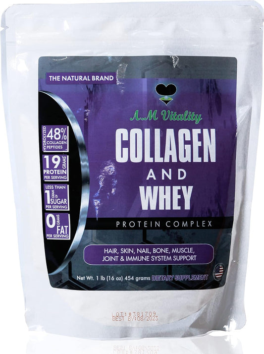 Vanilla Flavored 16oz Health Supplement with Collagen and Whey Protein Powder Complex for Vitality (21 Servings)