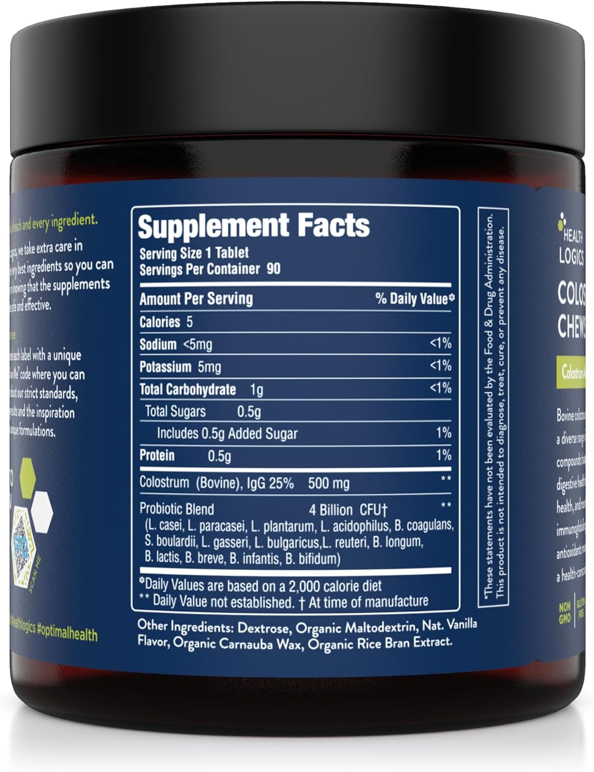 Vanilla Flavored Colostrum Chews - Immune Support & Gut Health Supplement with 25% IgG, Whole Bovine Colostrum Superfood - 90 Servings