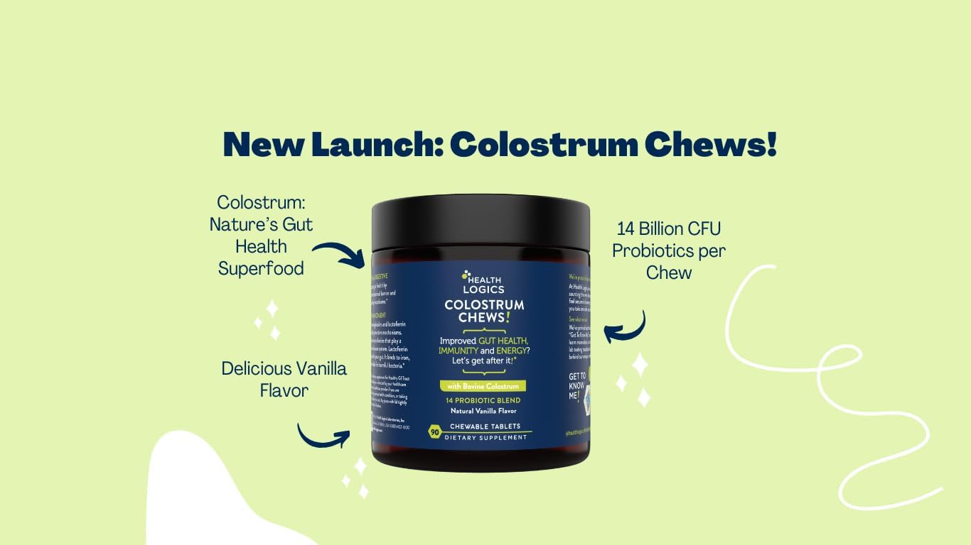 Vanilla Flavored Colostrum Chews - Immune Support & Gut Health Supplement with 25% IgG, Whole Bovine Colostrum Superfood - 90 Servings