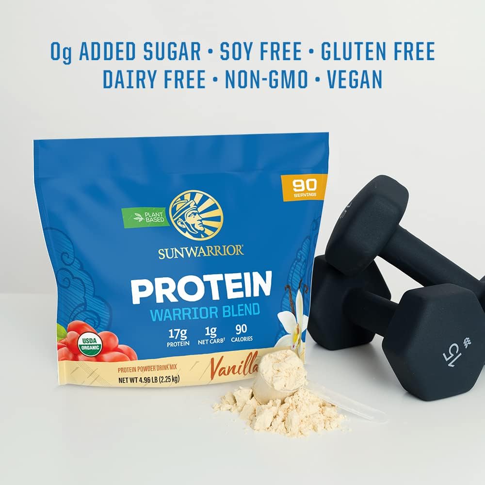 Vanilla Flavored Sunwarrior Vegan Protein Powder with 90 Servings + Creatine Monohydrate Powder 60 Servings