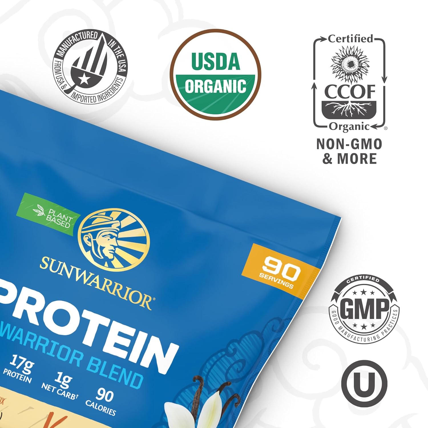Vanilla Flavored Sunwarrior Vegan Protein Powder with 90 Servings + Creatine Monohydrate Powder 60 Servings