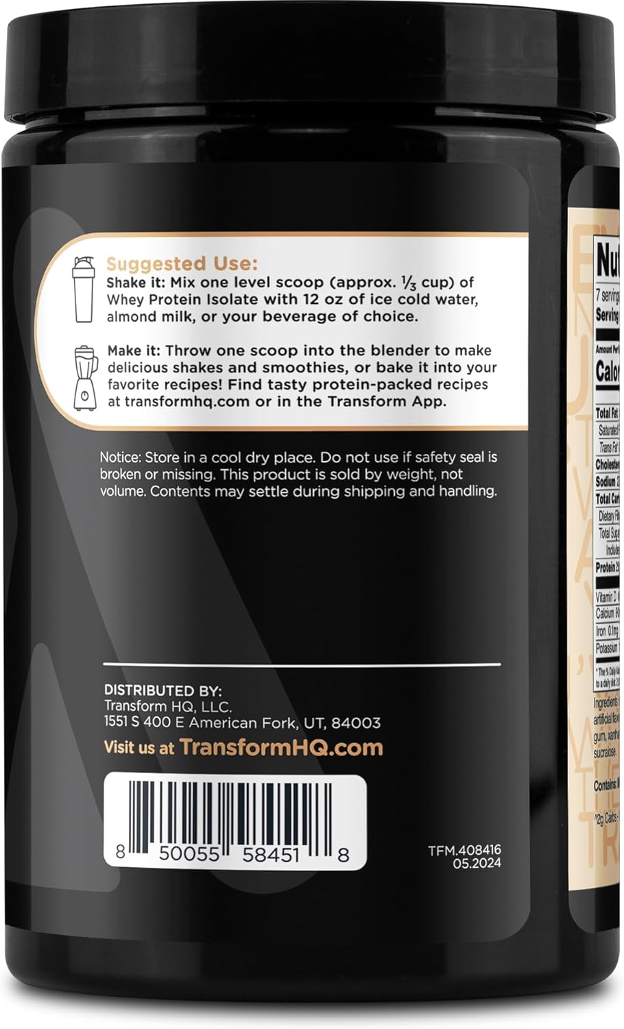 Vanilla Flavored Whey Protein Isolate (WPI) Powder - 7 Servings for Performance Transformation