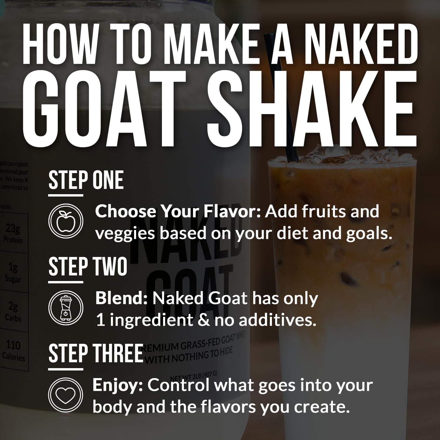 Vanilla Goat Whey Protein Powder - Small-Herd Dairies - 3 Ingredients - GMO & Soy Free - All Natural - 23g Protein - 25 Servings