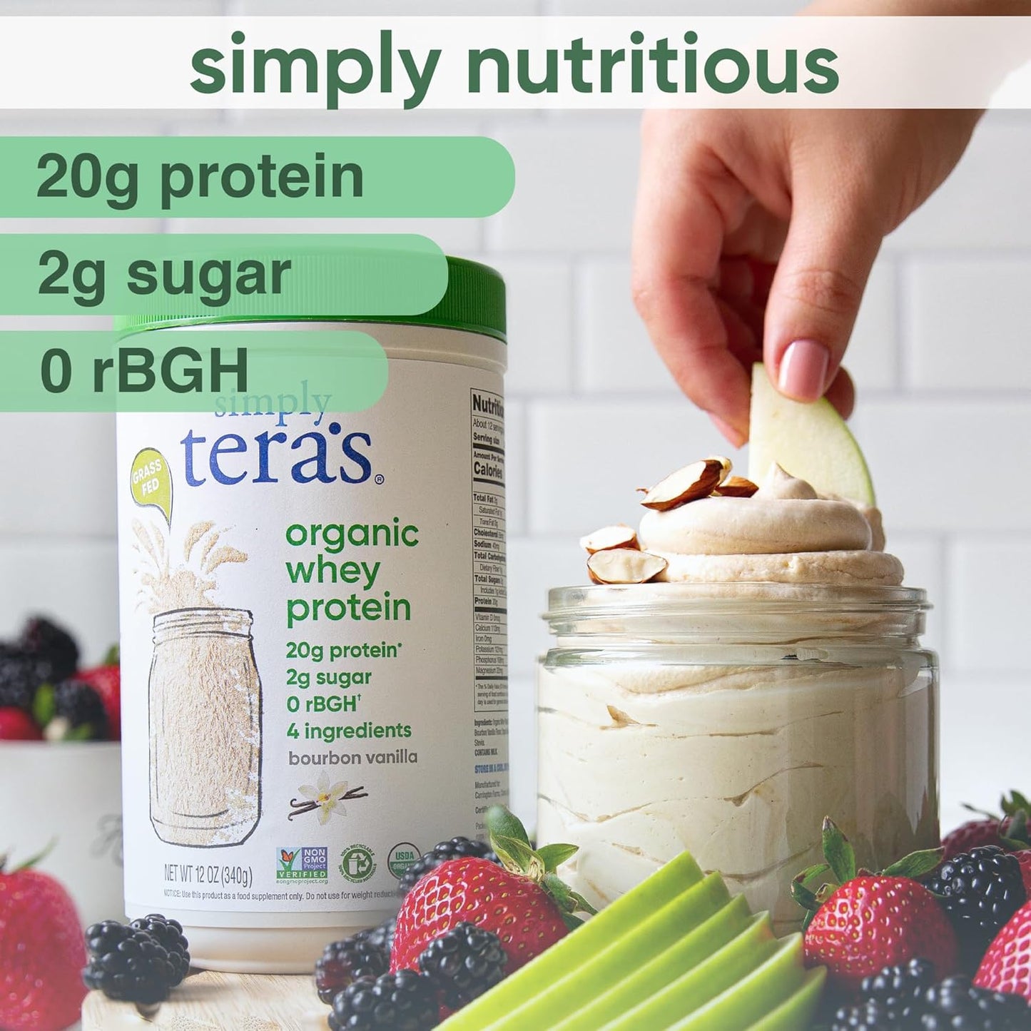 Vanilla Grass-Fed Organic Whey Protein Powder - Clean Non-GMO Protein Powder Without Artificial Sweeteners - 12 Oz