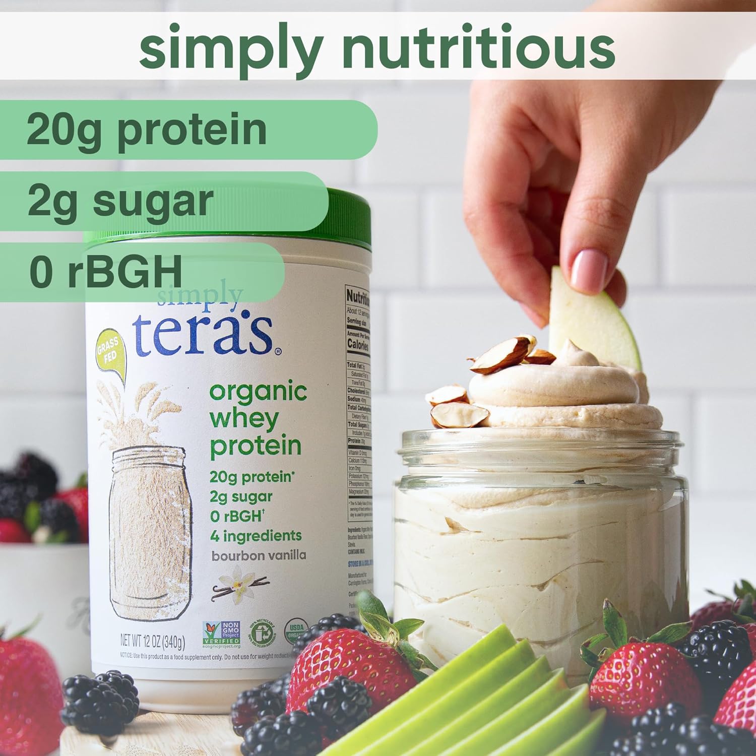 Vanilla Grass-Fed Organic Whey Protein Powder - Clean Non-GMO Protein Powder Without Artificial Sweeteners - 12 Oz