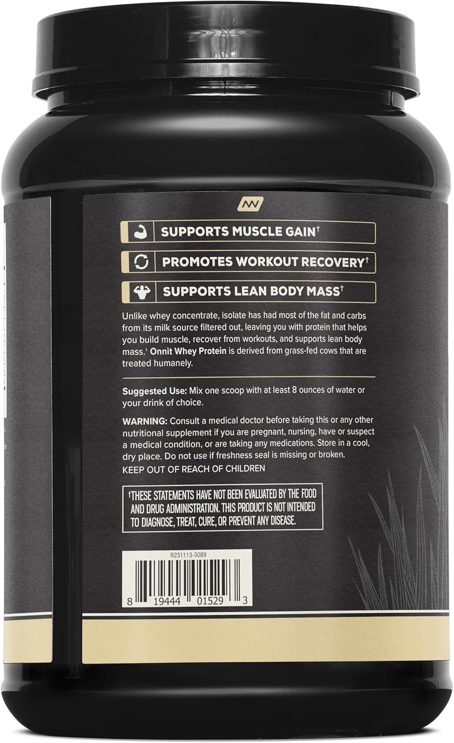 Vanilla Grass-Fed Whey Isolate Protein Powder - 30 Servings by ONNIT