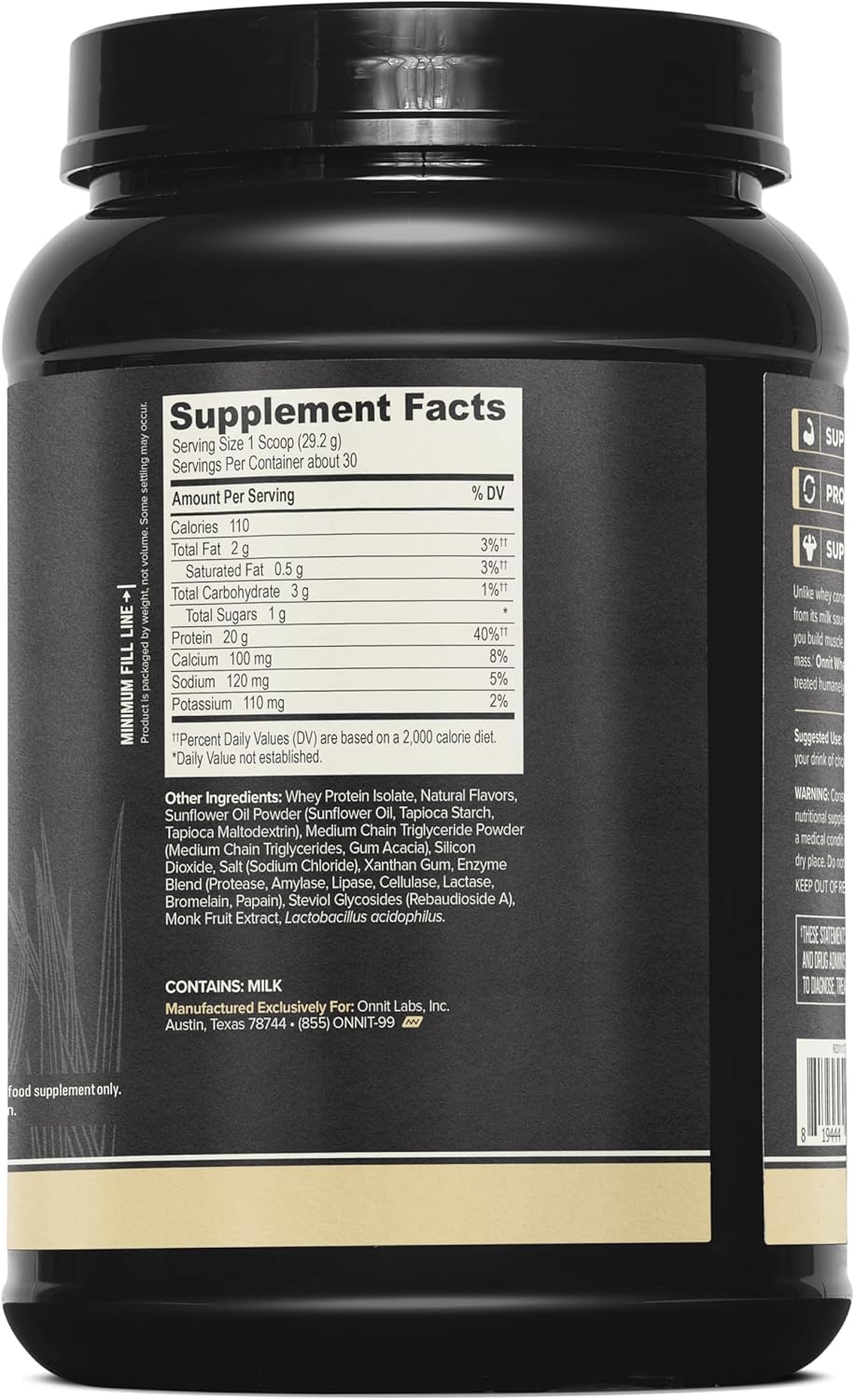 Vanilla Grass-Fed Whey Isolate Protein Powder - 30 Servings by ONNIT